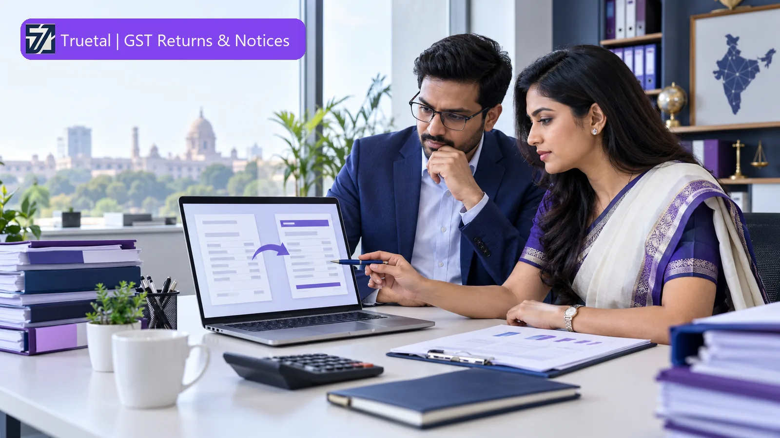 Finance team reviewing GSTR-1, GSTR-2B and GSTR-3B figures before correcting a GST return.