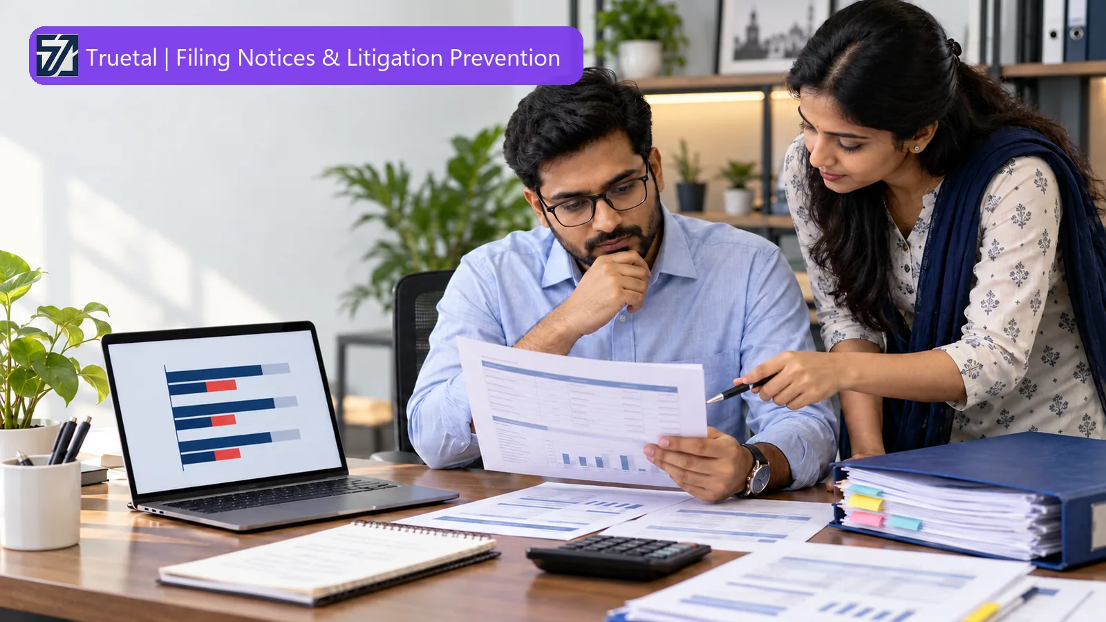 Indian finance reviewers examining a tax-head mismatch worksheet and evidence before preparing a DRC-01B Part B response.