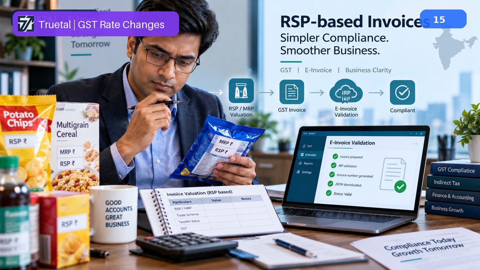 A ledger icon representing the specialised valuation flow for RSP-based GST invoices.