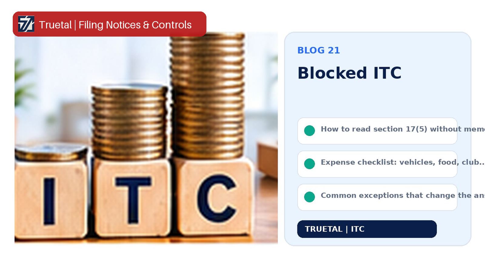 A shield icon representing categories of ITC blocked under Section 17(5).