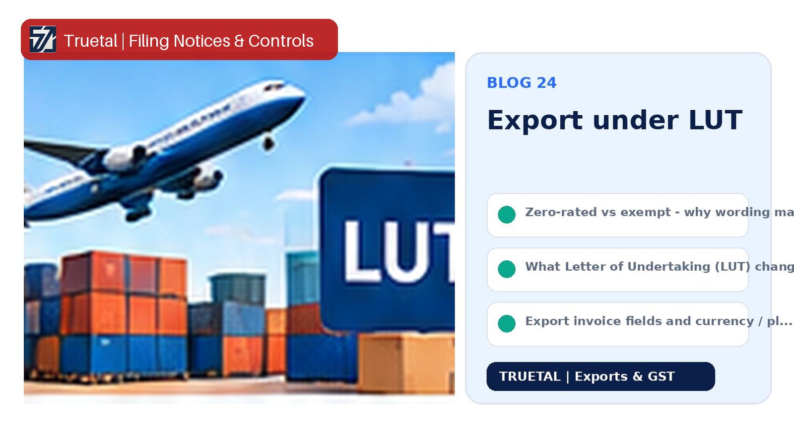A ship icon representing zero-rated export invoicing under a Letter of Undertaking.