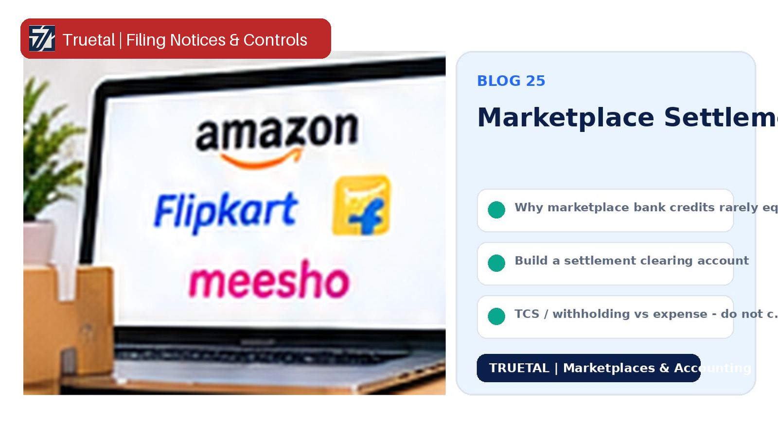 A chart icon representing reconciliation of a marketplace settlement report against GST books.